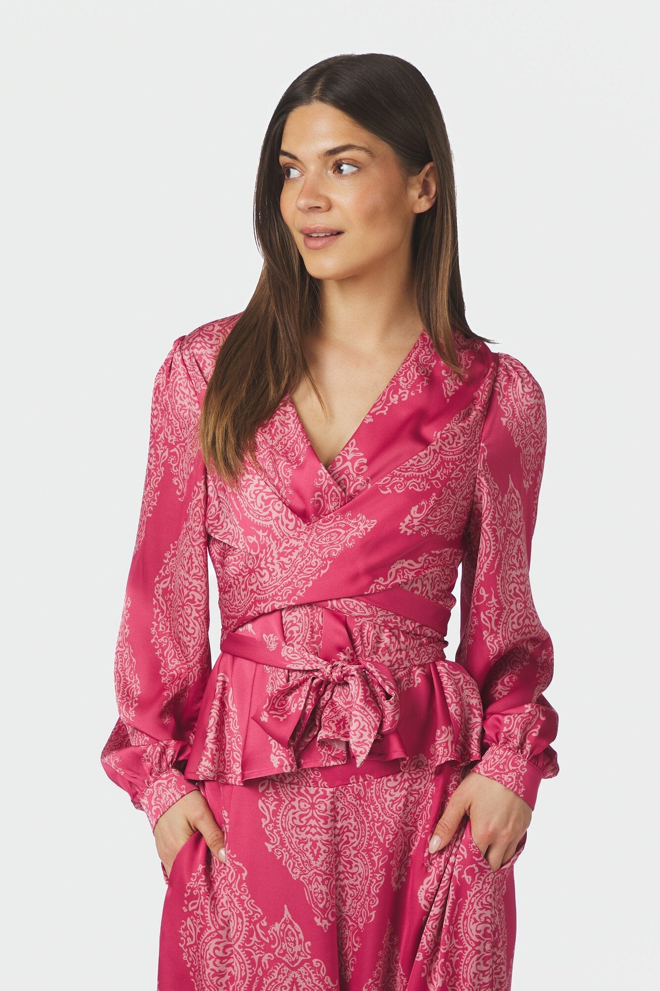 Rista Paisley Drop bluse - Cherry Pink